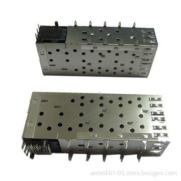 SFP Cage Connector, 2 x 1 with Inner and Outer Light Pipes, Press Fit or Solder Type
